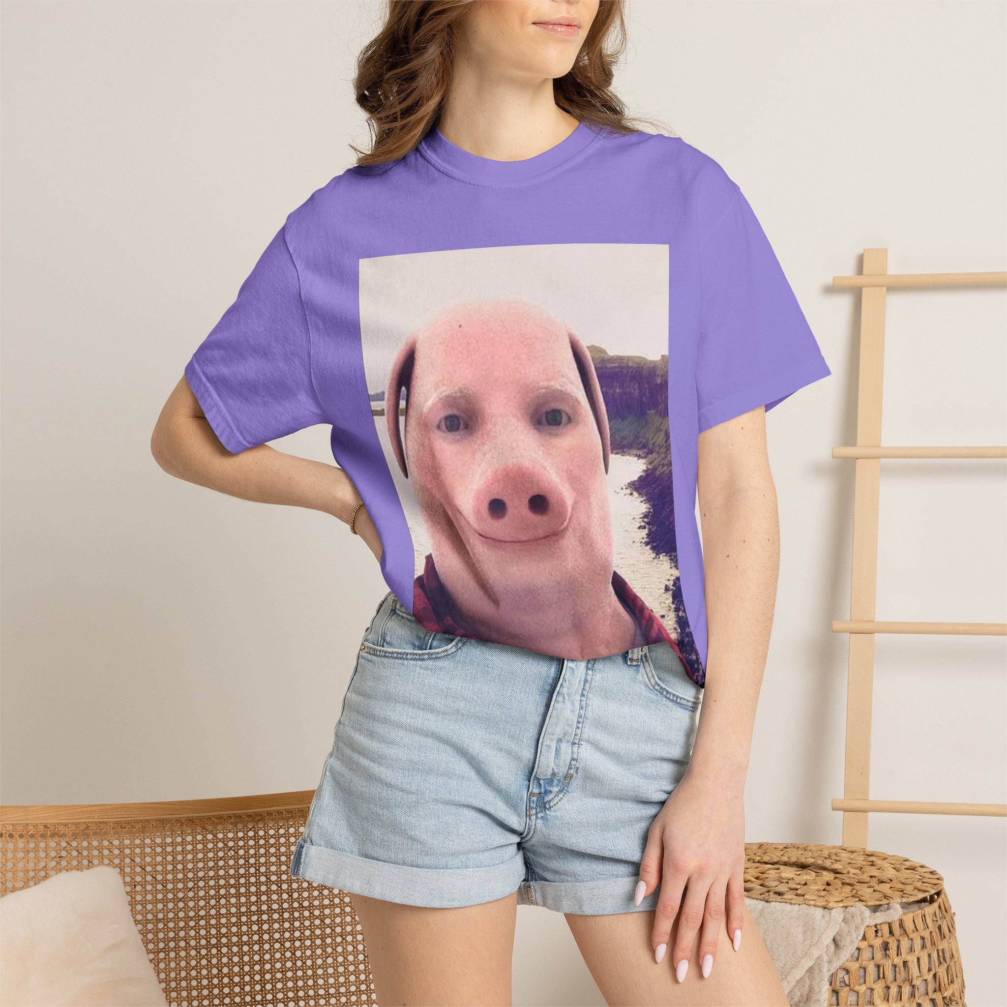 Pig Face Photo T-Shirt — Funny Animal Selfie Tee