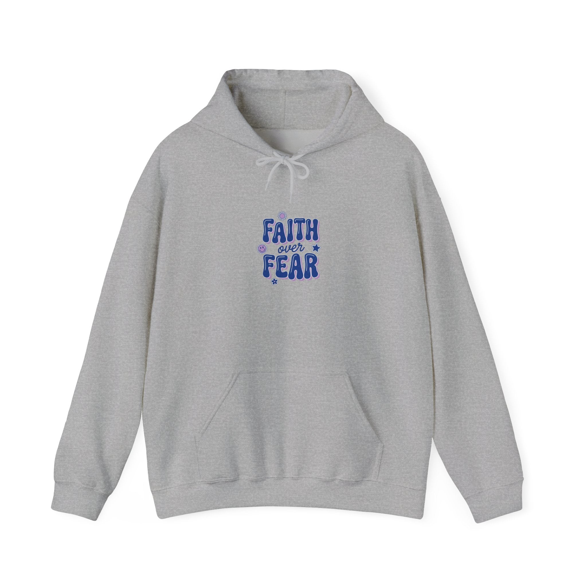 Faith Over Fear Hoodie | Christian Rainbow Script, Playful Mixed-Font