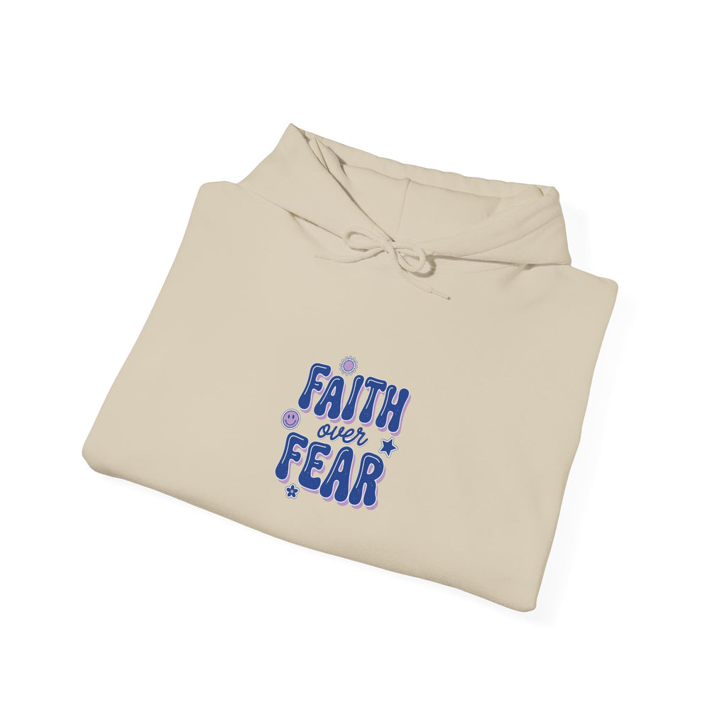 Faith Over Fear Hoodie | Christian Rainbow Script, Playful Mixed-Font