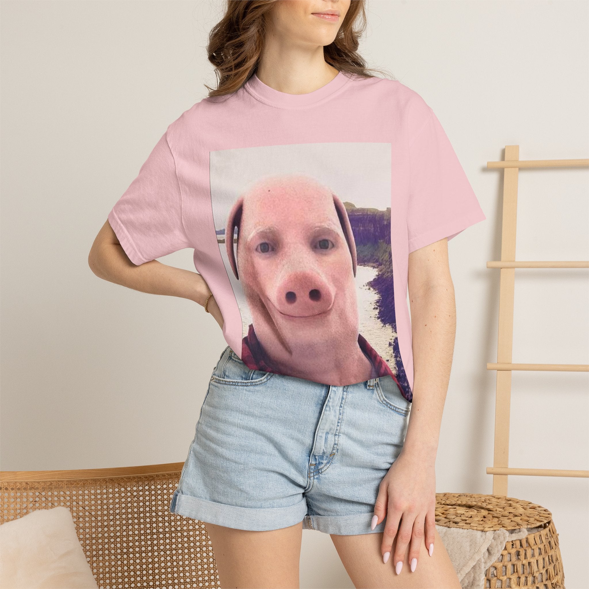 Pig Face Photo T-Shirt — Funny Animal Selfie Tee