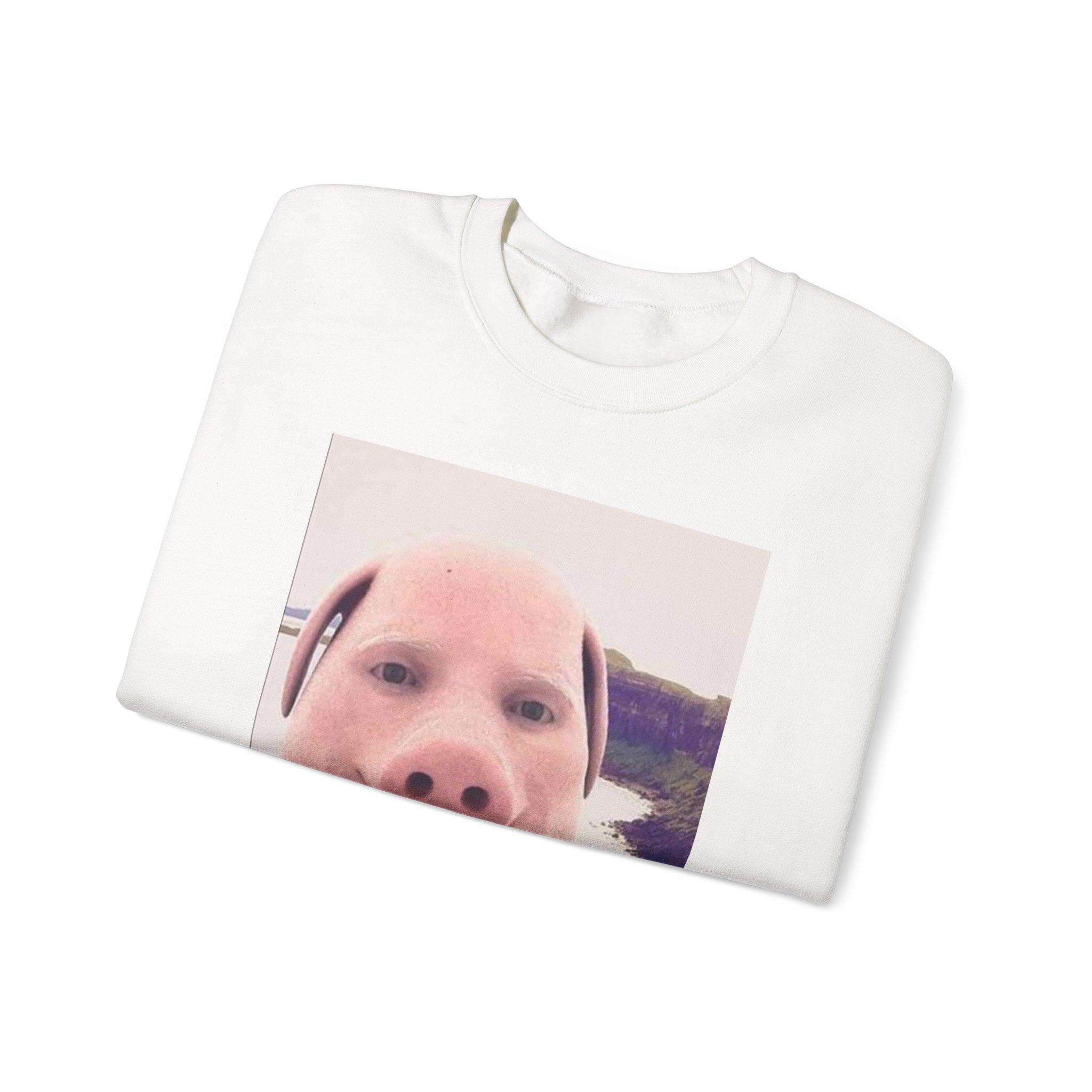 Crewneck Sweatshirt — Funny Pig Face Photo Print Pullover