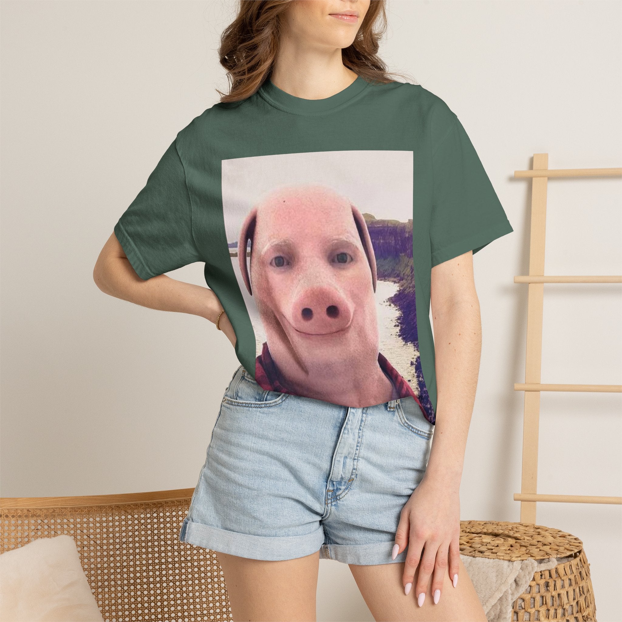 Pig Face Photo T-Shirt — Funny Animal Selfie Tee