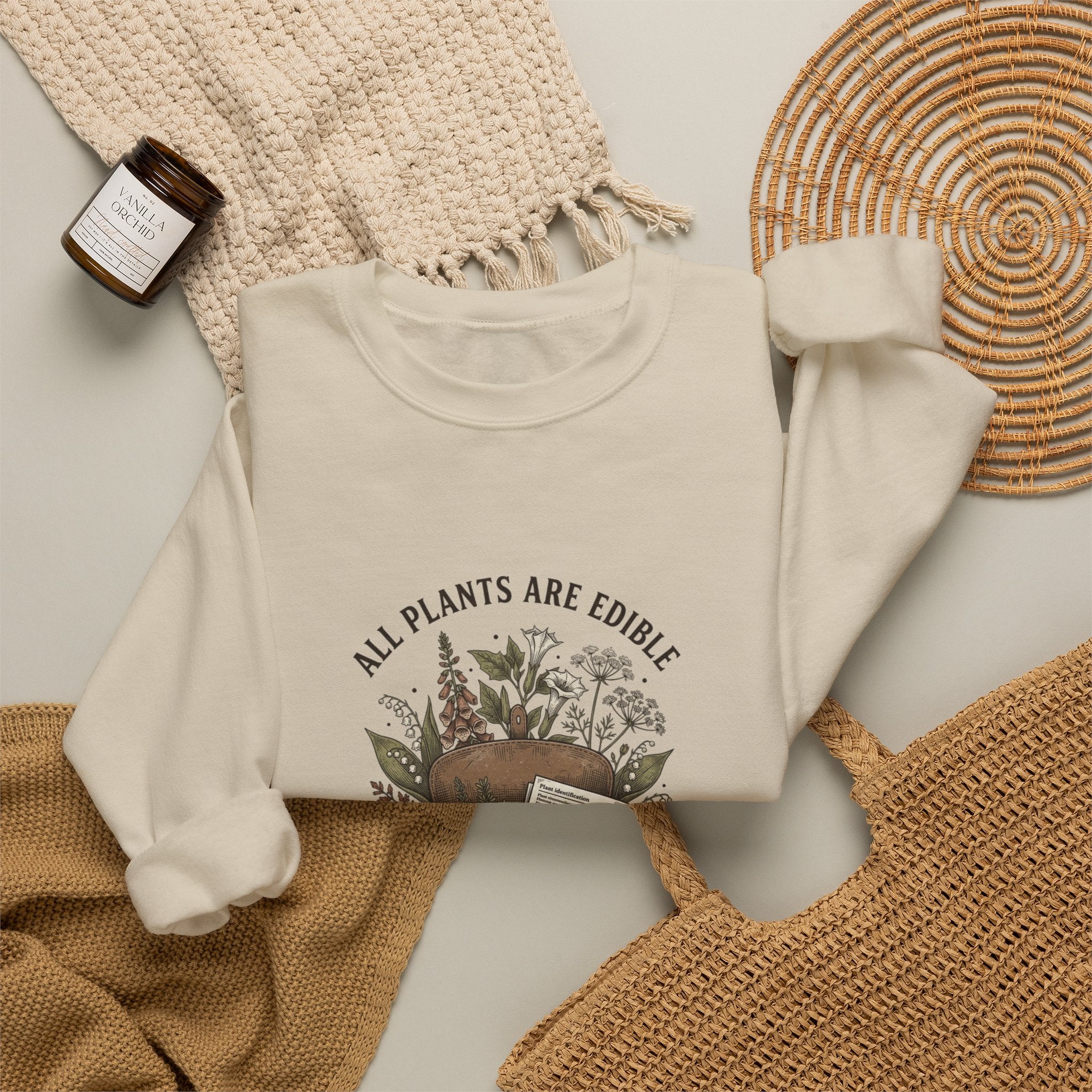 All Plants Are Edible Sweatshirt | Dark Nature Humor, Botanical Illustration