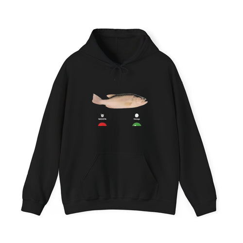 Cod Fish Graphic Hoodie – Minimal Fishing Sweatshirt with Red/Green Indicators