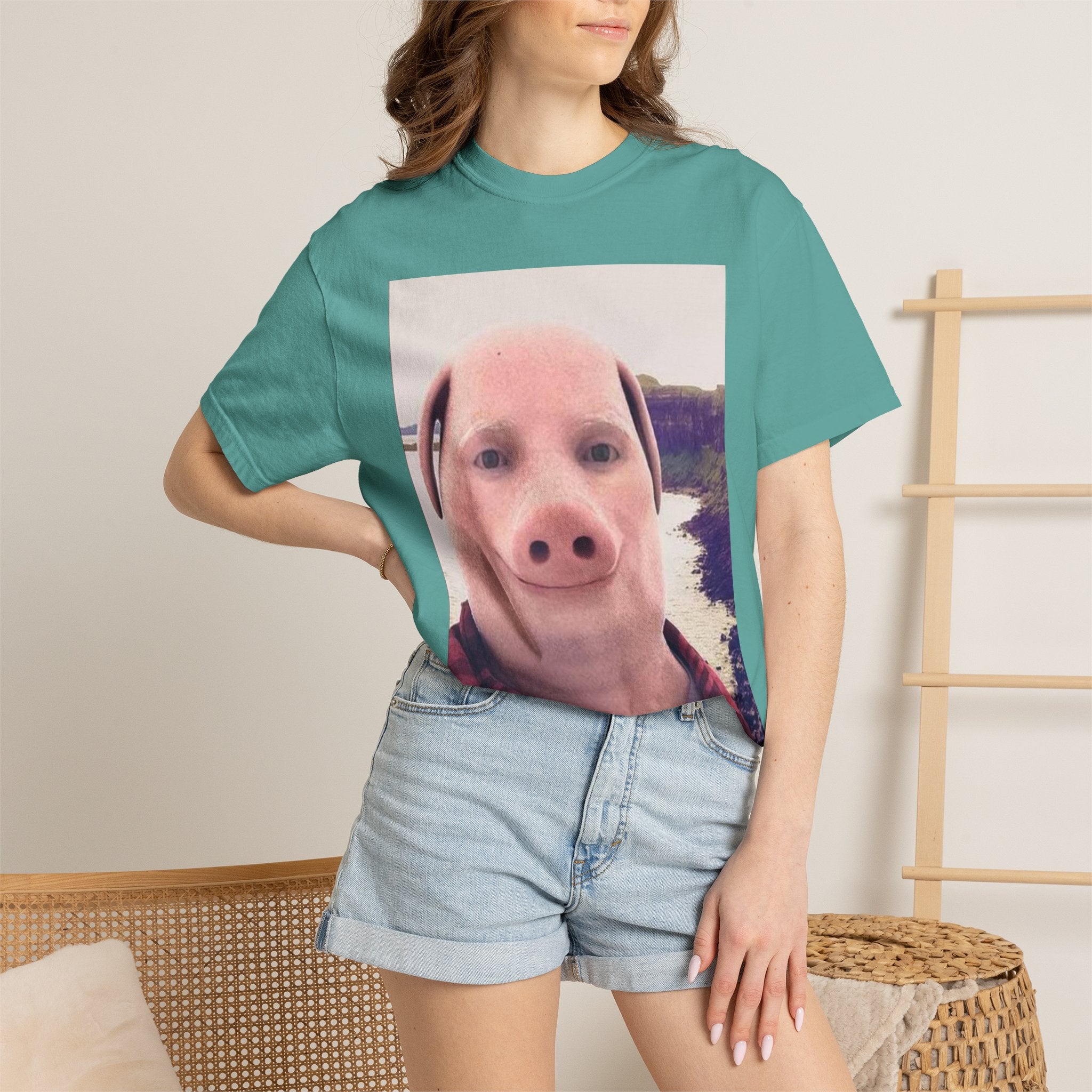 Pig Face Photo T-Shirt — Funny Animal Selfie Tee