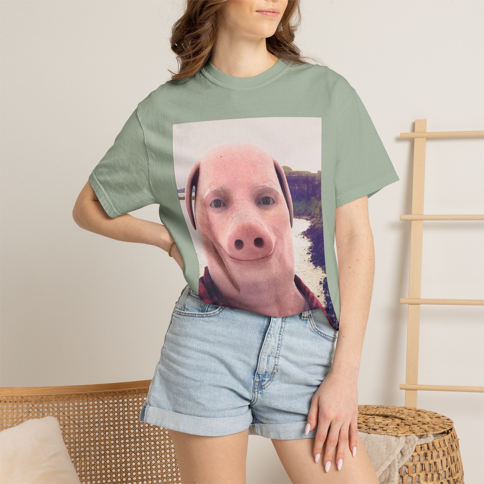 Pig Face Photo T-Shirt — Funny Animal Selfie Tee