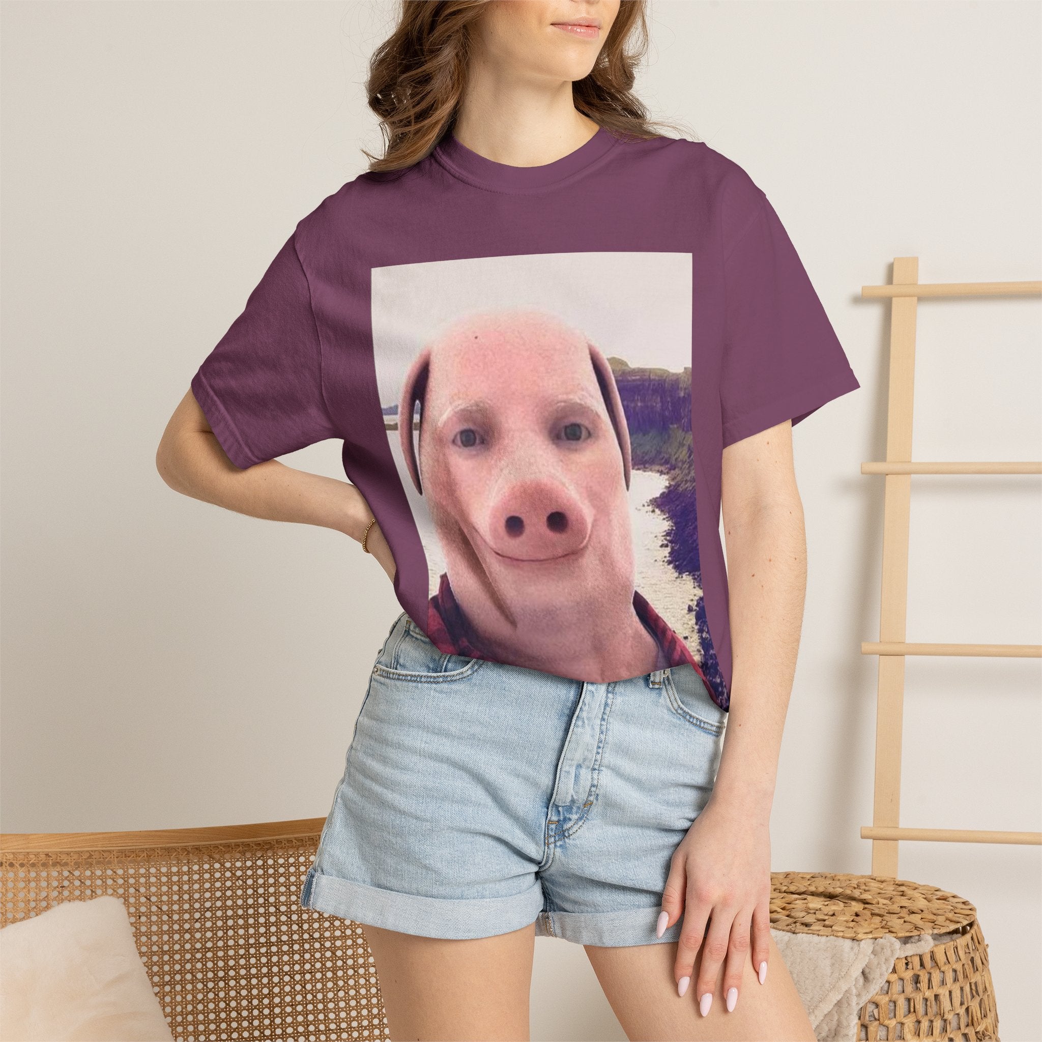 Pig Face Photo T-Shirt — Funny Animal Selfie Tee