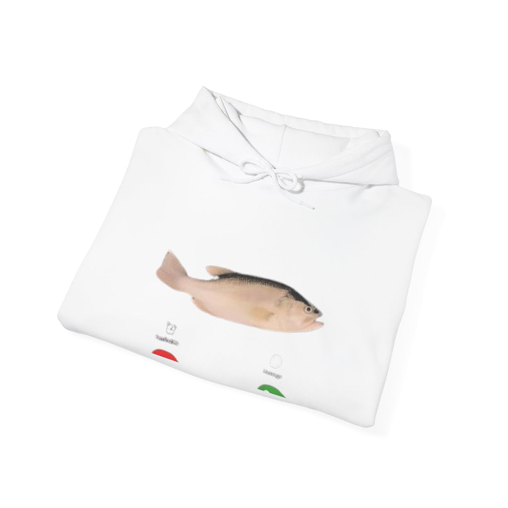 Cod Fish Graphic Hoodie – Minimal Fishing Sweatshirt with Red/Green Indicators