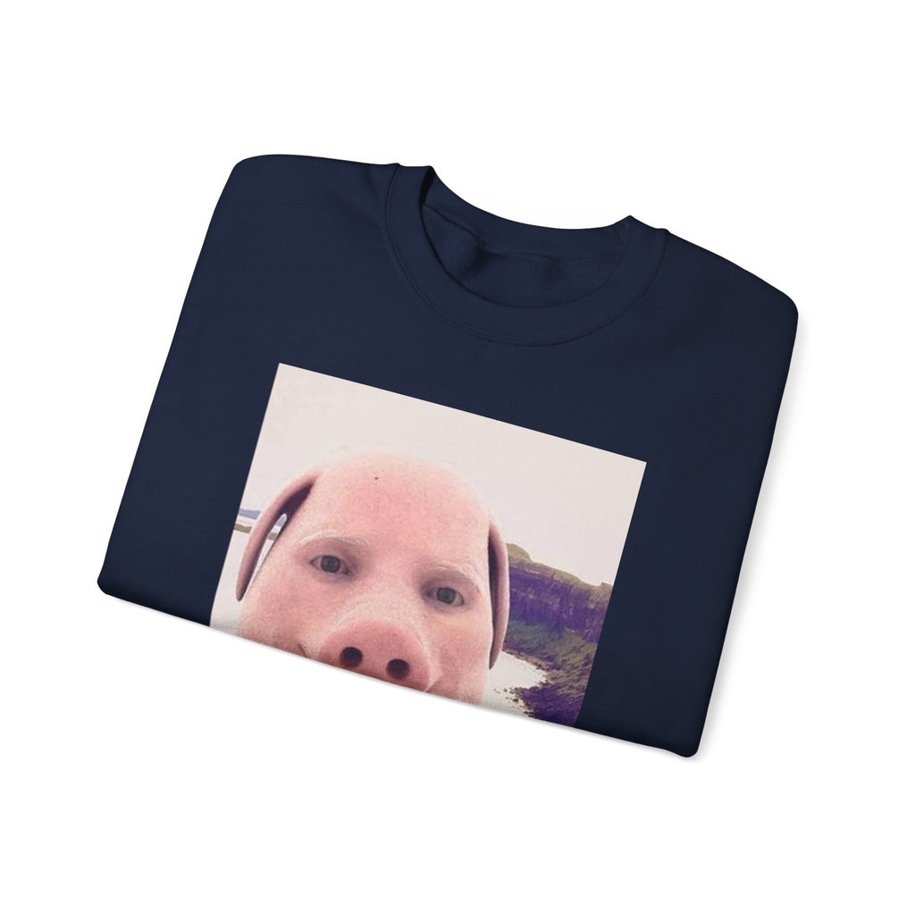 Crewneck Sweatshirt — Funny Pig Face Photo Print Pullover