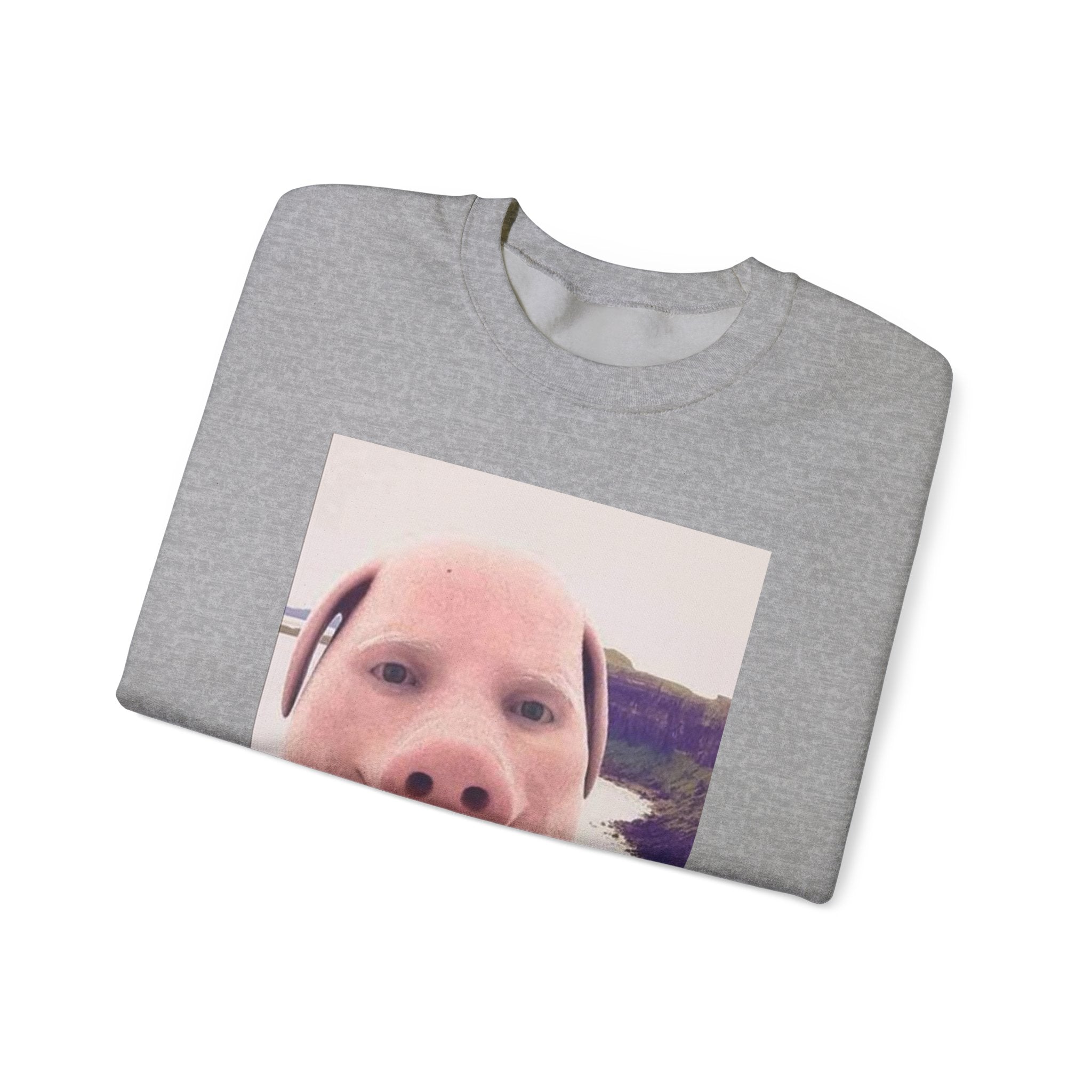 Crewneck Sweatshirt — Funny Pig Face Photo Print Pullover