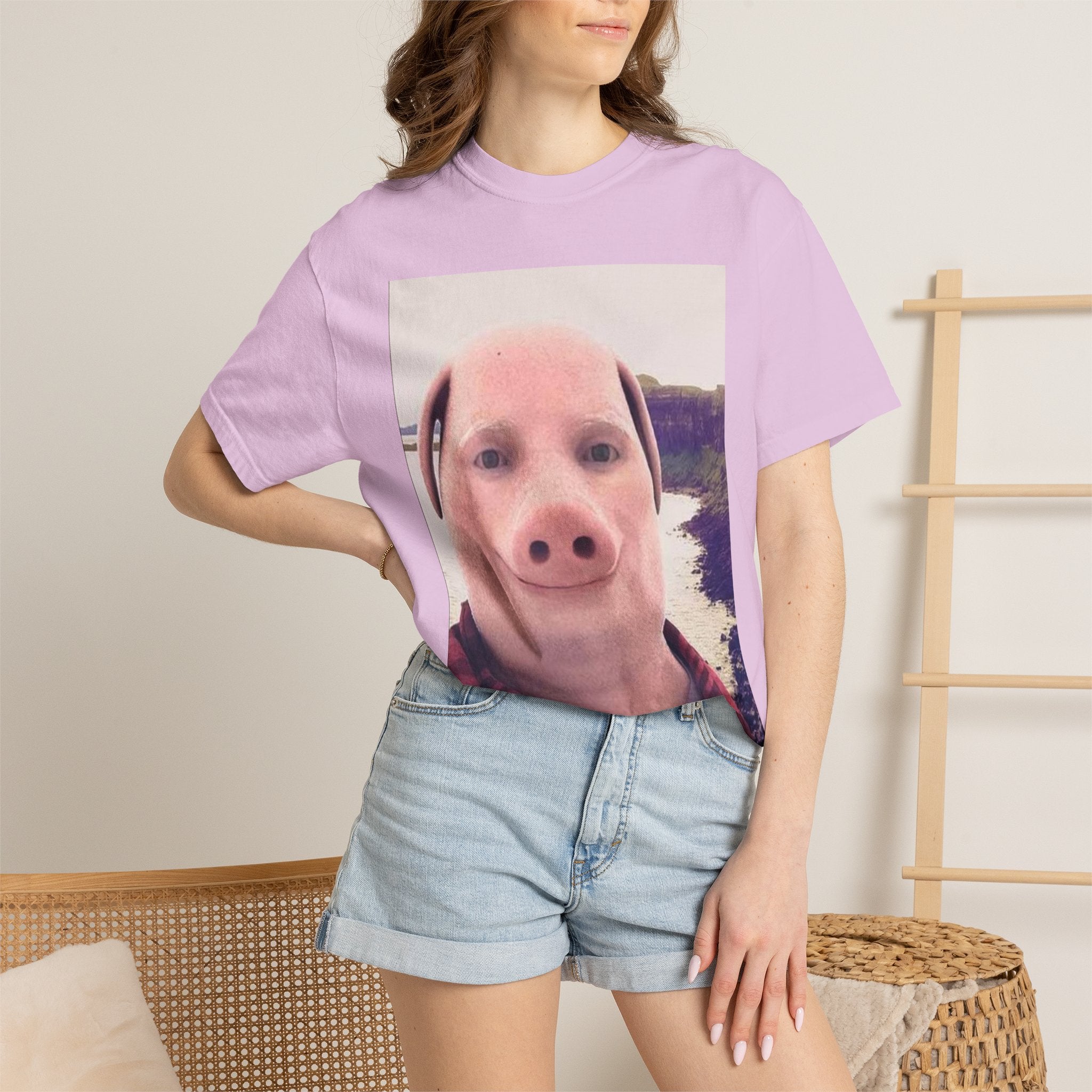 Pig Face Photo T-Shirt — Funny Animal Selfie Tee