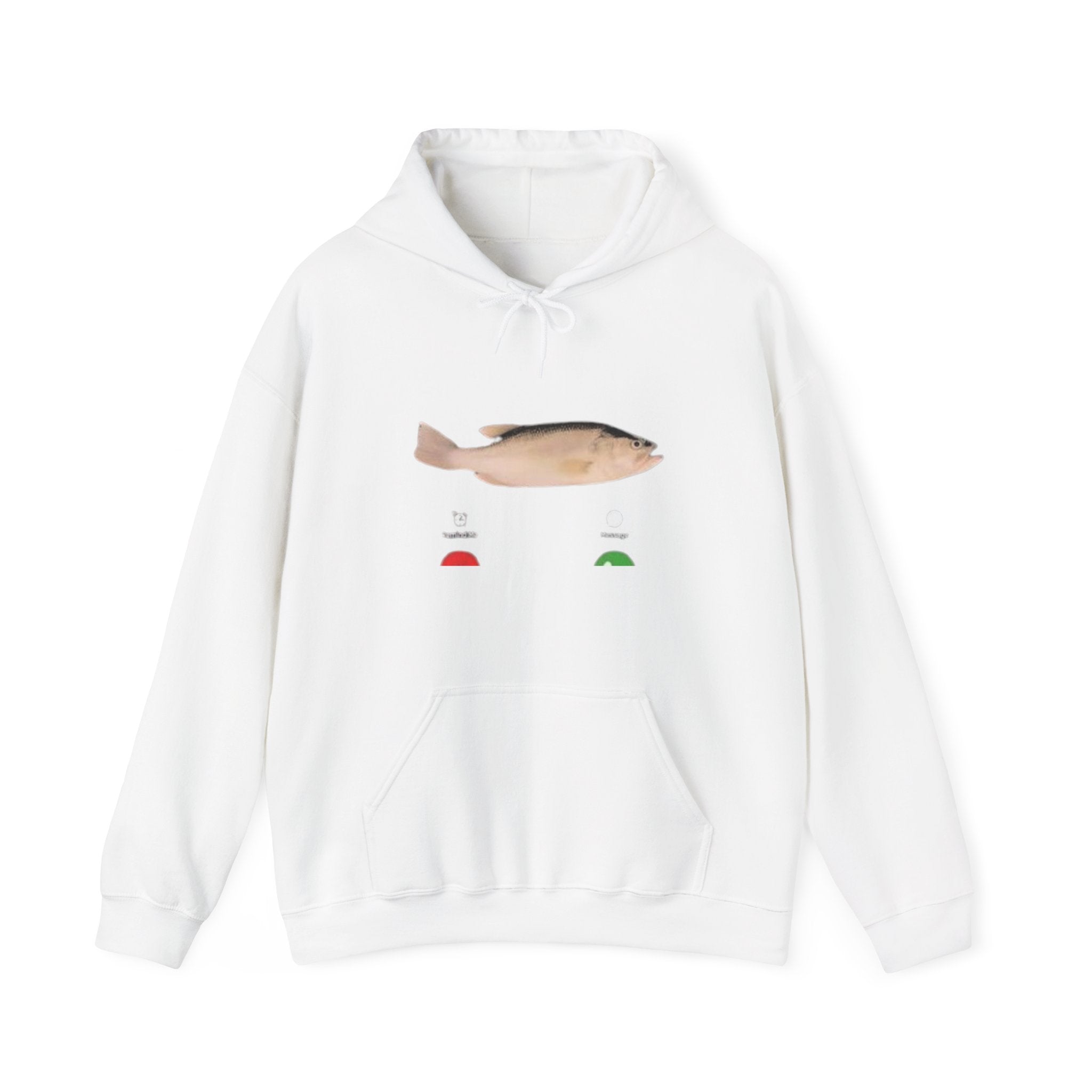 Cod Fish Graphic Hoodie – Minimal Fishing Sweatshirt with Red/Green Indicators