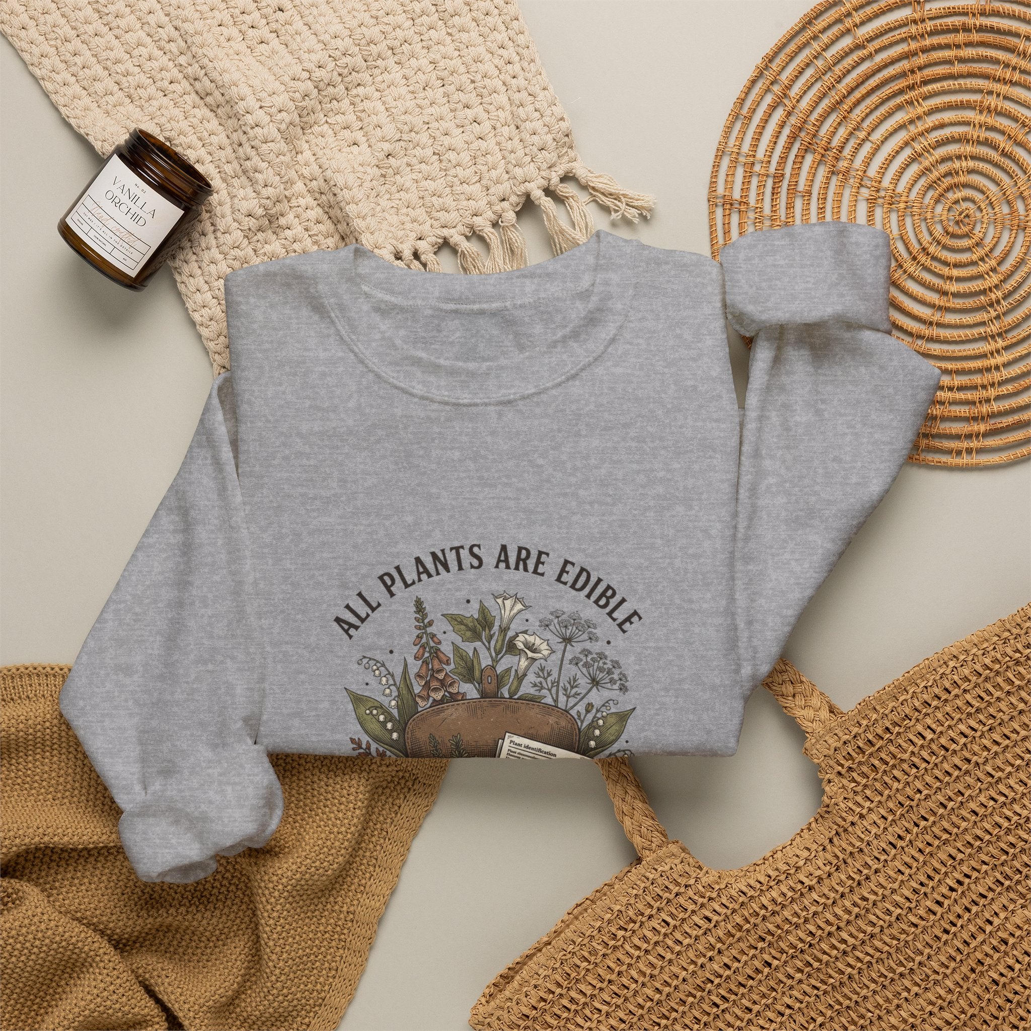 All Plants Are Edible Sweatshirt | Dark Nature Humor, Botanical Illustration