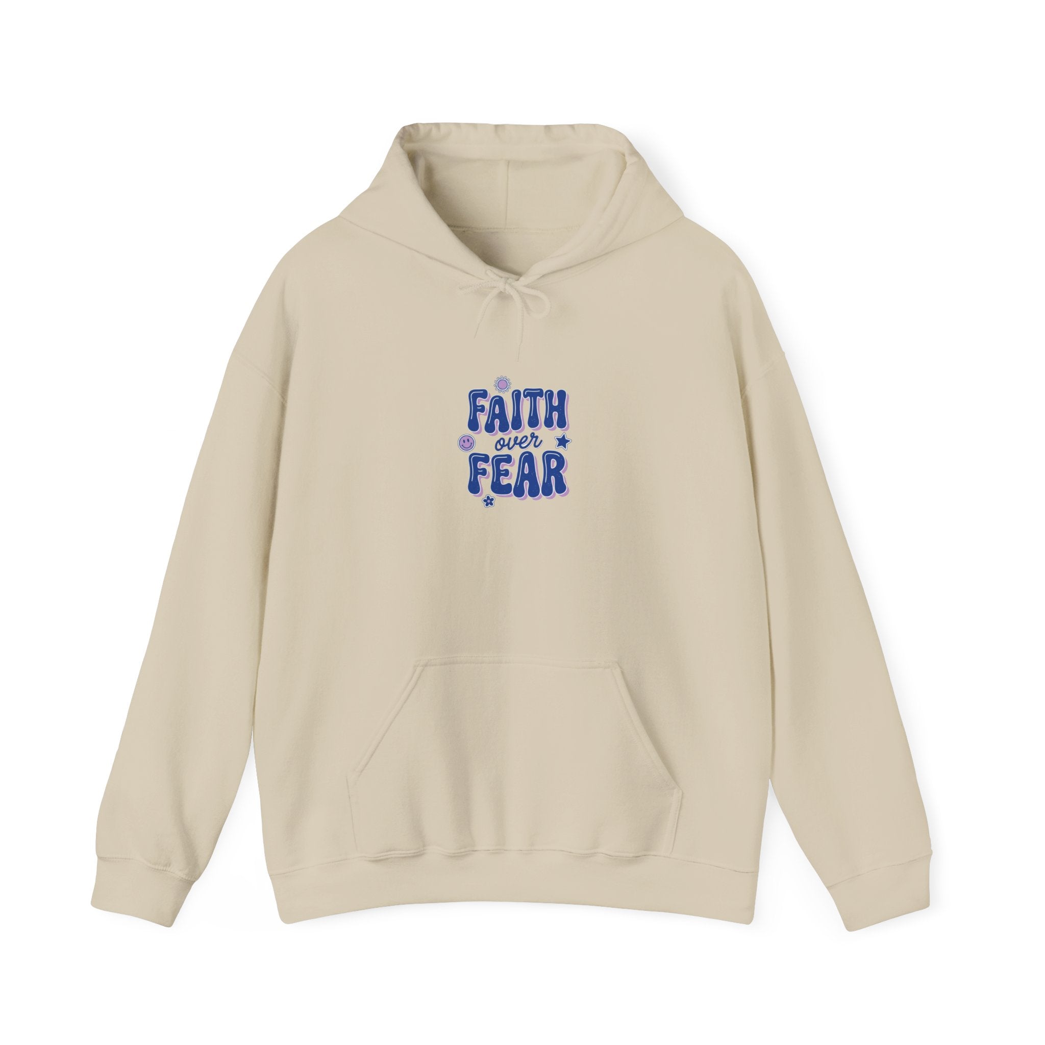 Faith Over Fear Hoodie | Christian Rainbow Script, Playful Mixed-Font