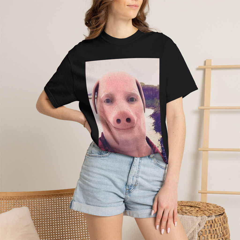 Pig Face Photo T-Shirt — Funny Animal Selfie Tee