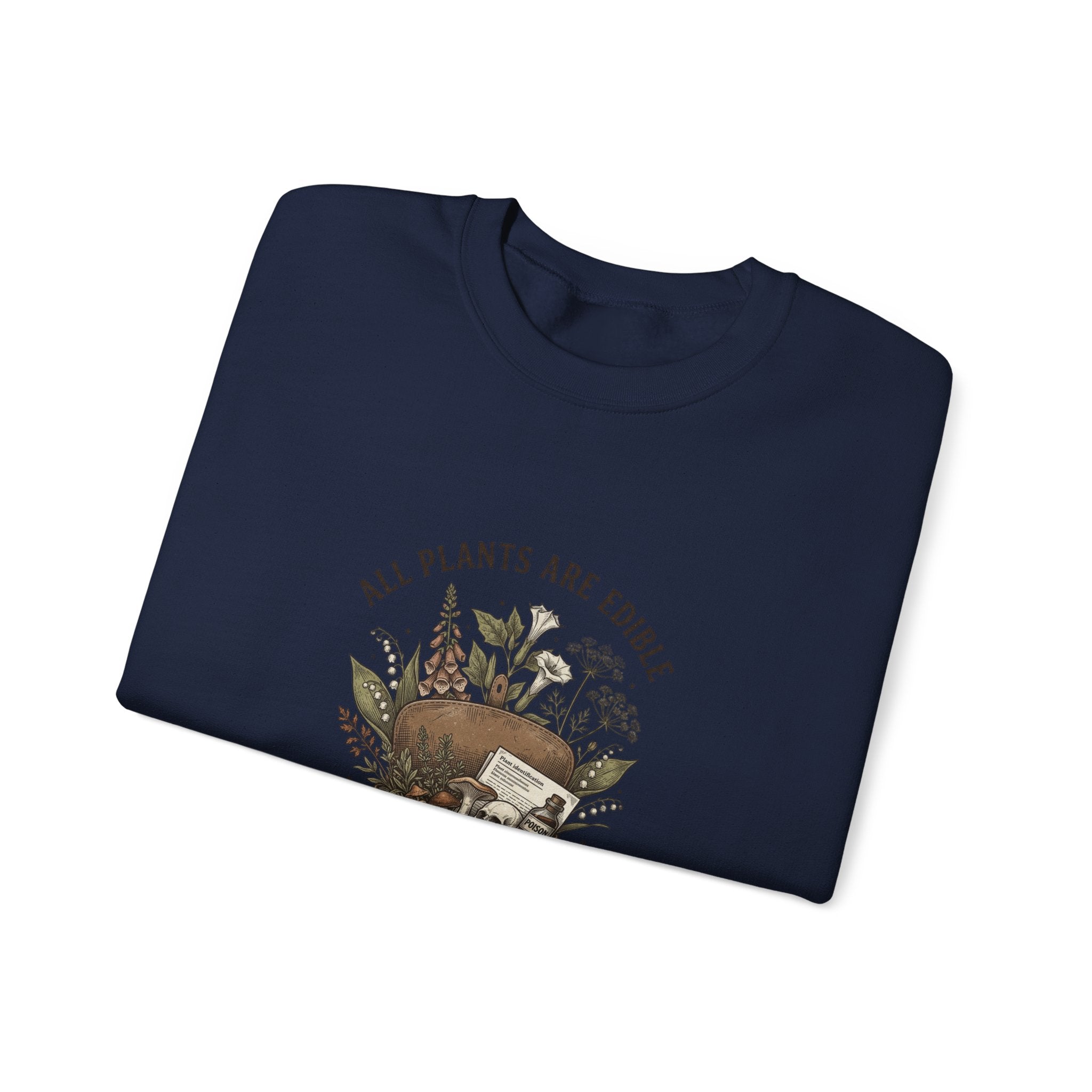 All Plants Are Edible Sweatshirt | Dark Nature Humor, Botanical Illustration