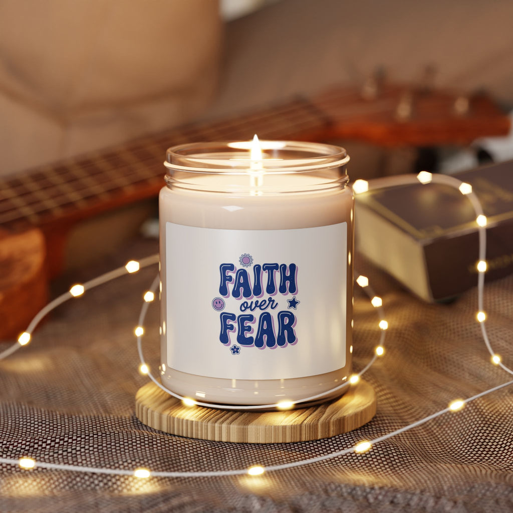 Faith Over Fear Candle | Soy Jar Candle, Christian Rainbow Script