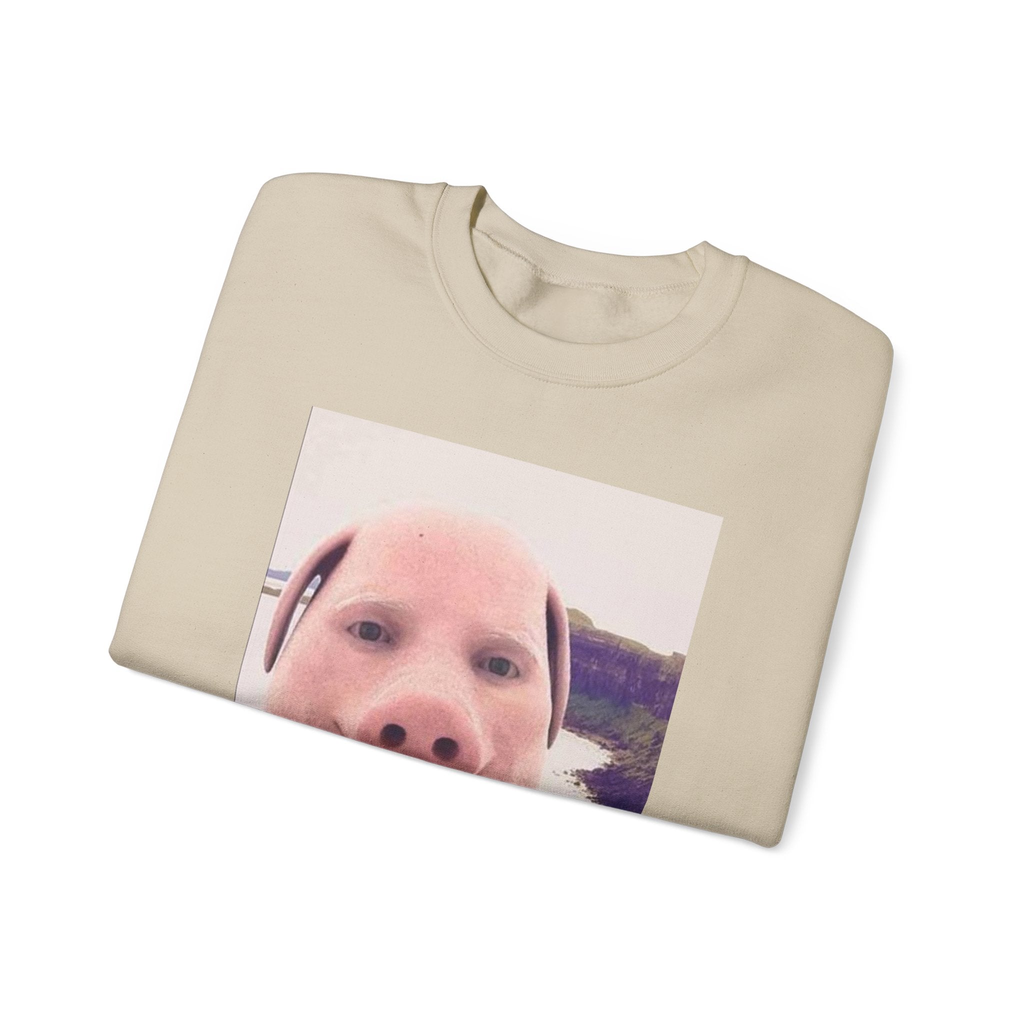 Crewneck Sweatshirt — Funny Pig Face Photo Print Pullover
