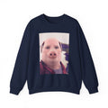 Crewneck Sweatshirt — Funny Pig Face Photo Print Pullover