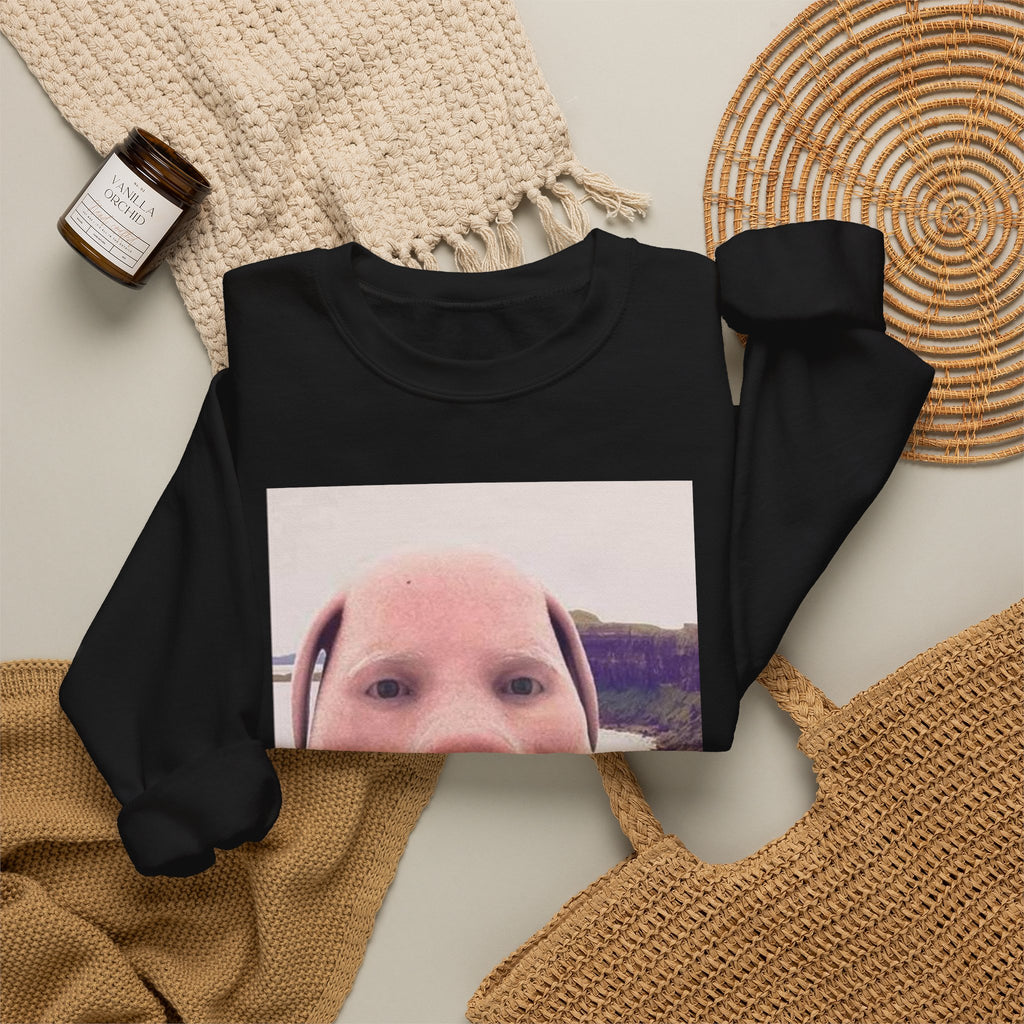 Crewneck Sweatshirt — Funny Pig Face Photo Print Pullover
