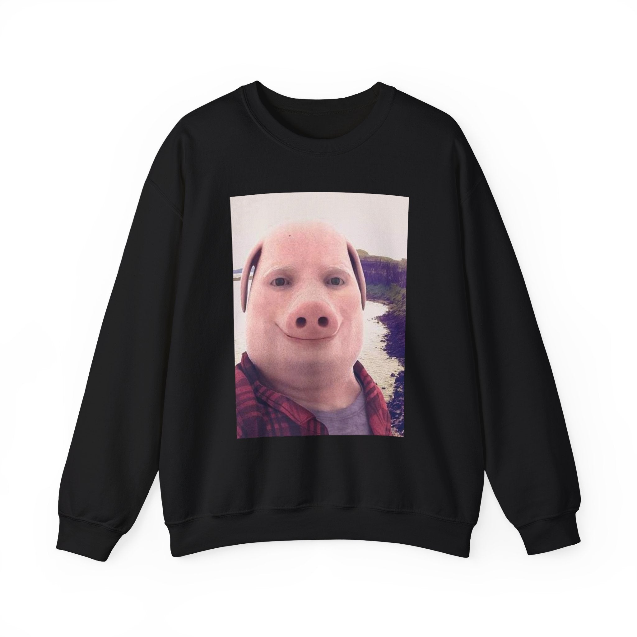 Crewneck Sweatshirt — Funny Pig Face Photo Print Pullover