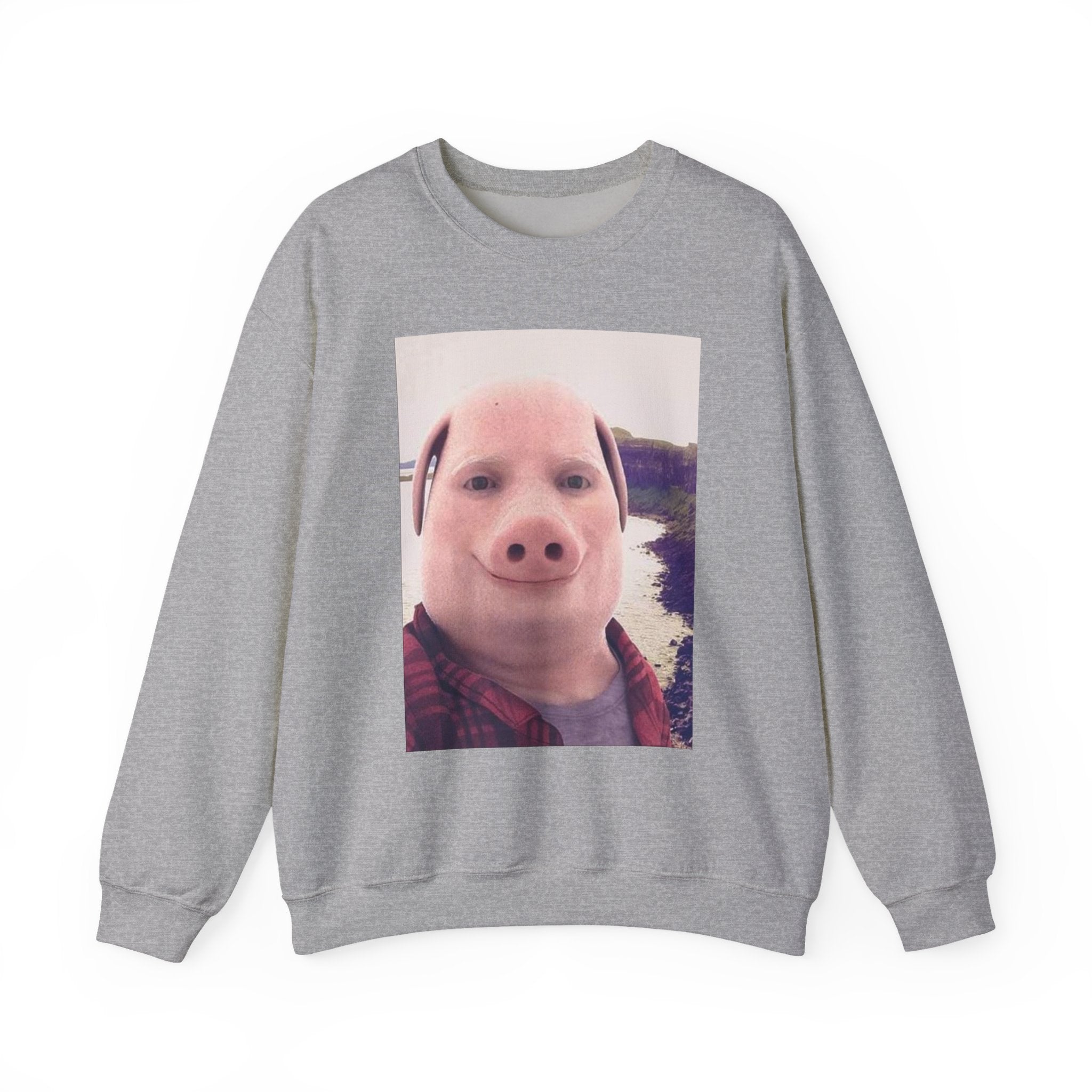 Crewneck Sweatshirt — Funny Pig Face Photo Print Pullover