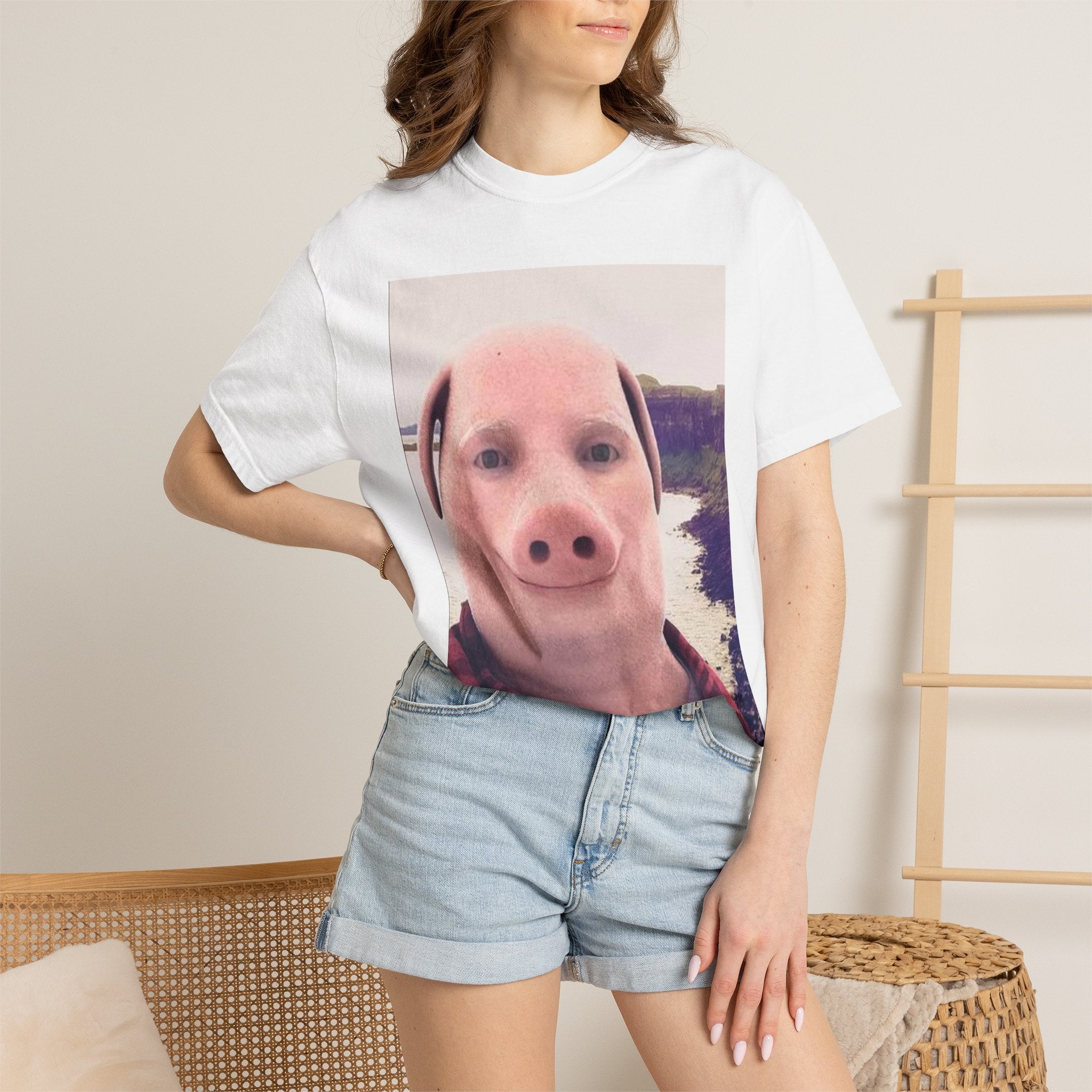 Pig Face Photo T-Shirt — Funny Animal Selfie Tee