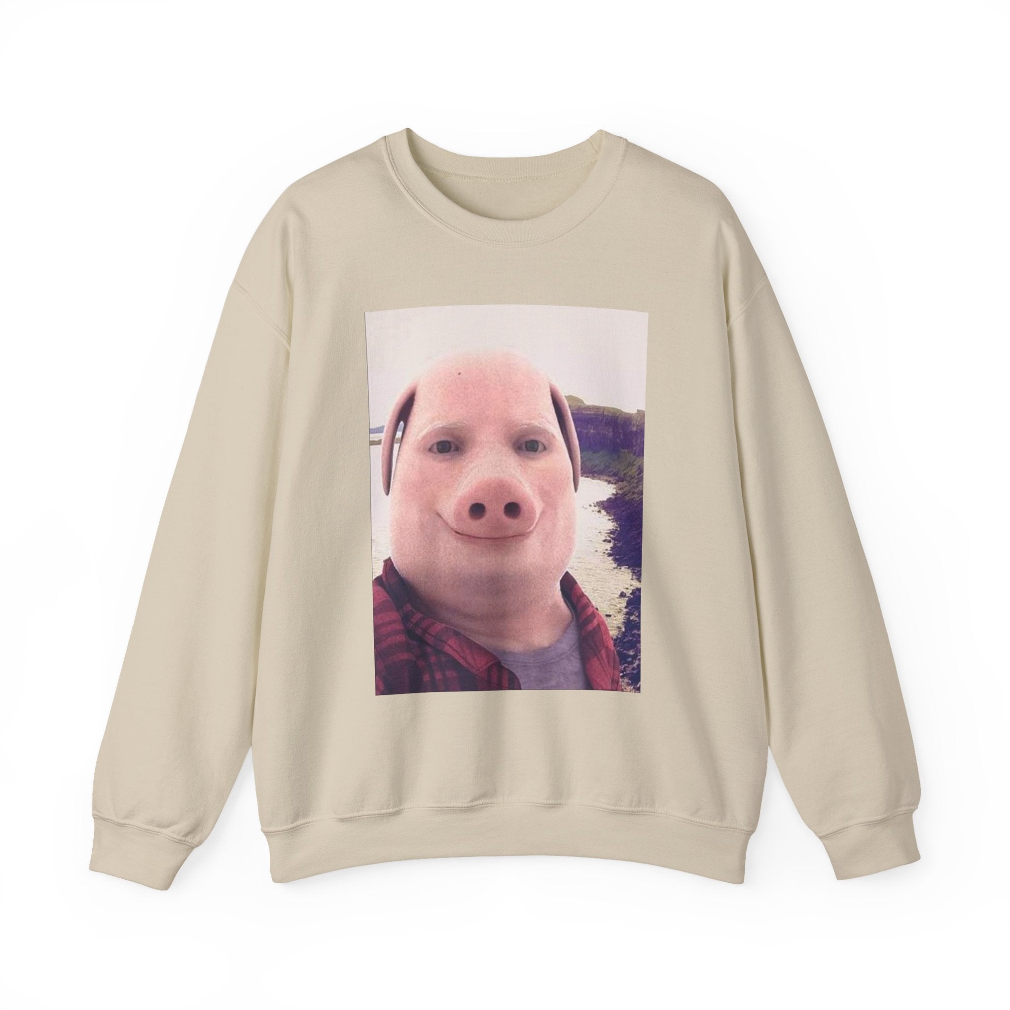 Crewneck Sweatshirt — Funny Pig Face Photo Print Pullover