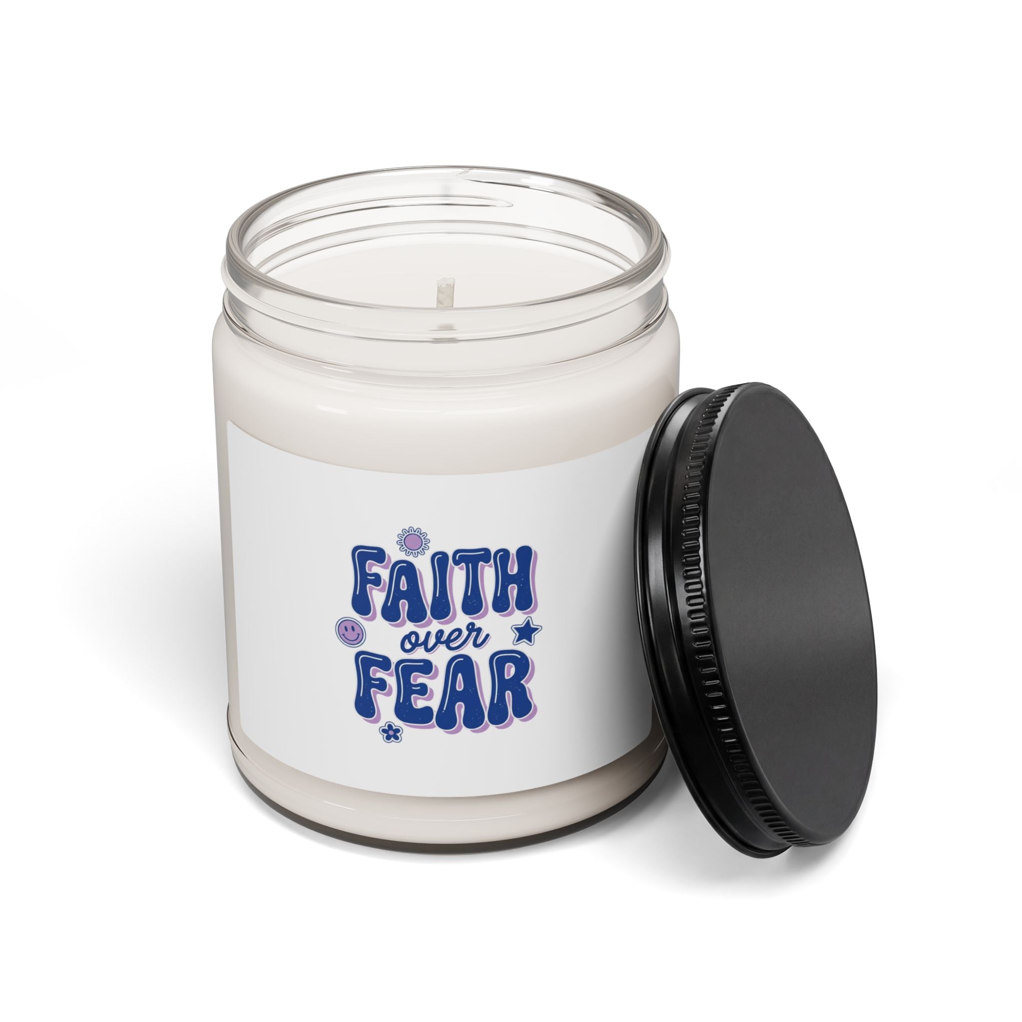 Faith Over Fear Candle | Soy Jar Candle, Christian Rainbow Script