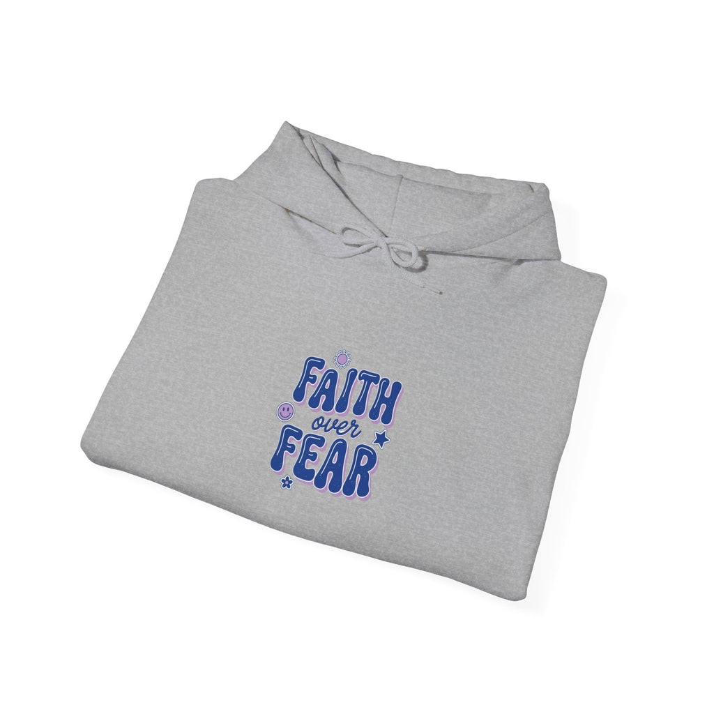 Faith Over Fear Hoodie | Christian Rainbow Script, Playful Mixed-Font