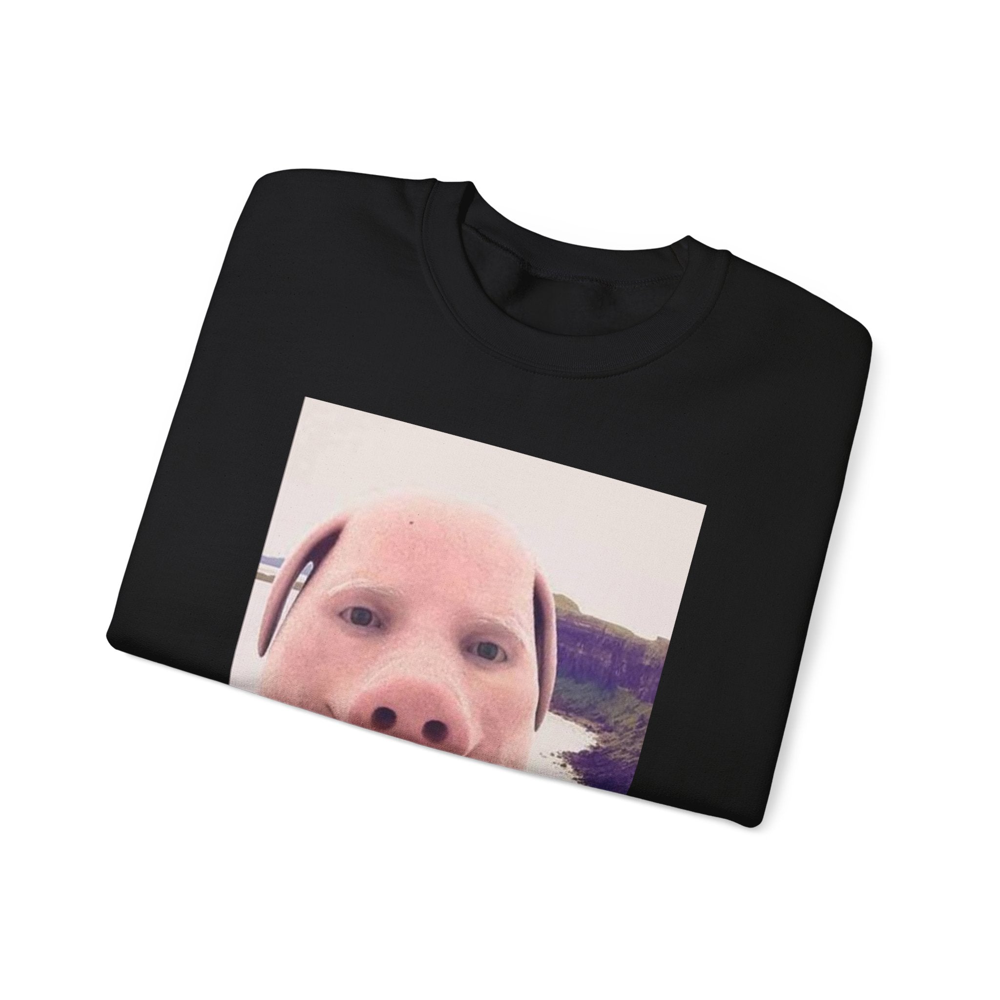 Crewneck Sweatshirt — Funny Pig Face Photo Print Pullover