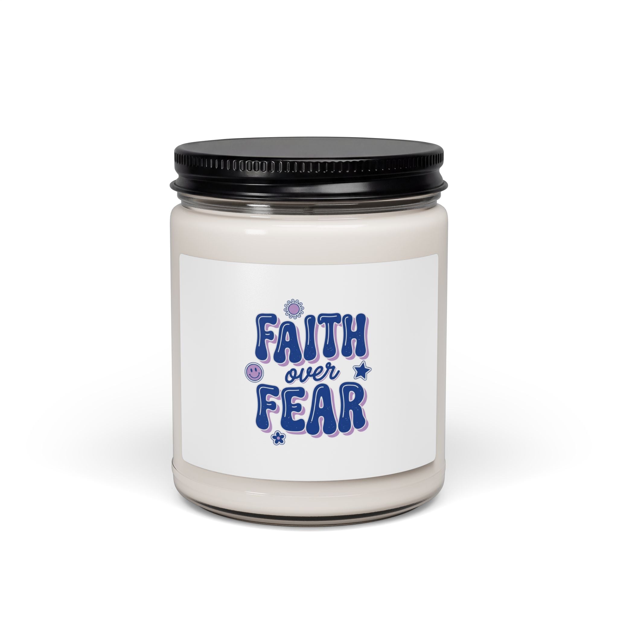 Faith Over Fear Candle | Soy Jar Candle, Christian Rainbow Script