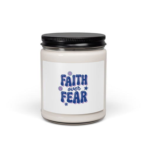 Faith Over Fear Candle | Soy Jar Candle, Christian Rainbow Script